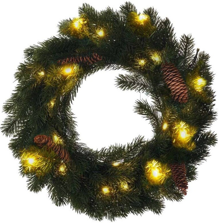 LED dekorace Solight věnec, průměr 30cm, 15x LED, IP44, 3x AA, časovač