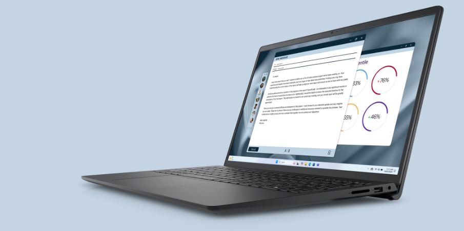 Notebook Dell Pro 15 Essential PV15255 černý Dell Pro 15 Essential PV15250 otevřený notebook zepředu