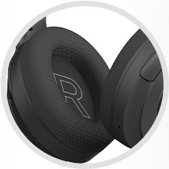 Sluchátka A4Tech Fstyler BH220 bezdrátová skládací Bluetooth béžová Detail měkkých náušníků, jimiž jsou vybavena sluchátka A4Tech Fstyler BH220