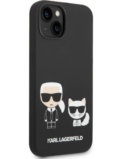 Kryt na mobil Karl Lagerfeld and Choupette Liquid Silicone na Apple iPhone 14 Plus černý KLGKLHCP14MSSKCK