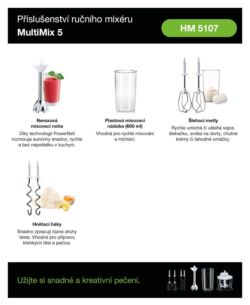 Ruční šlehač Braun MultiMix 5 HM5107WH šedý/bílý