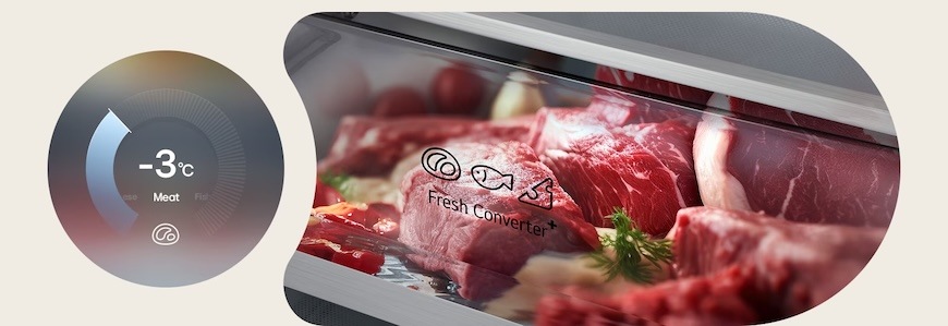 zásuvku Fresh Converter, ve které si snadno nastavíte optimální teplotu pro maso, ryby, nebo zeleninu