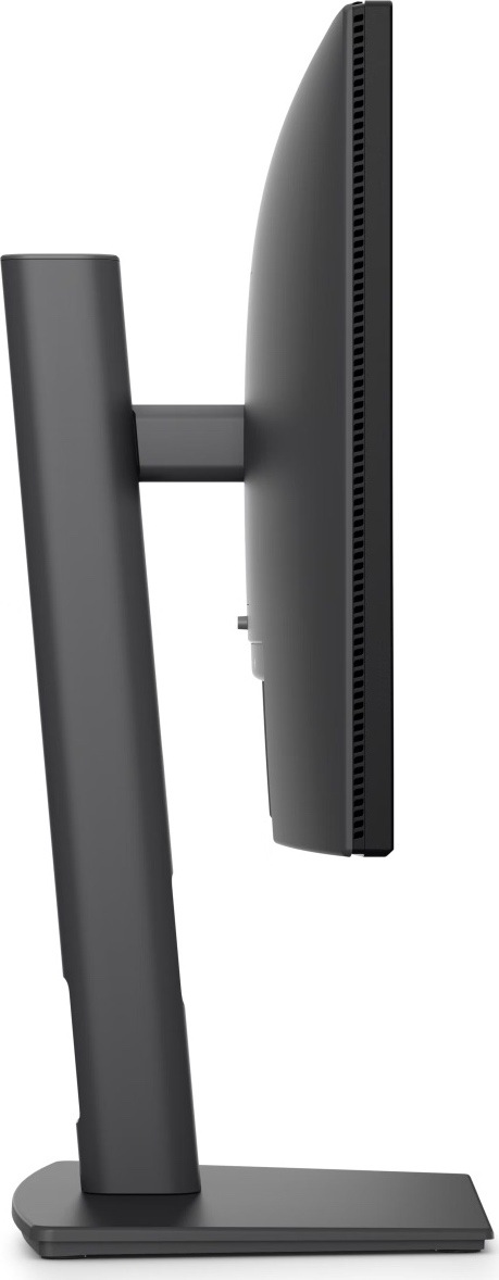 Boční pohled na černý monitor Dell Pro P2226H s tenkým panelem, větracími otvory a nastavitelným stojanem.