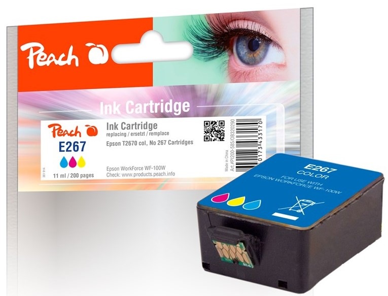 Inkoustová náplň Peach Epson 267, T2670, 200 stran - CMY