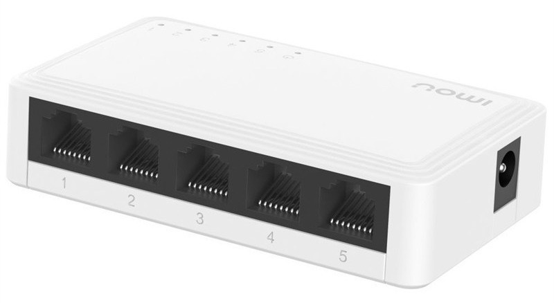 Switch Imou s pěti porty, LED indikátory, bílá barva