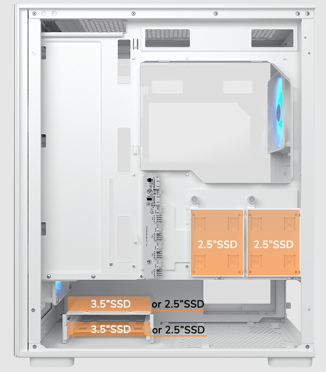 Case Cougar MX220 RGB Mesh/TG černá Cougar MX220 RGB Mesh/TG pojme SSD i HDD