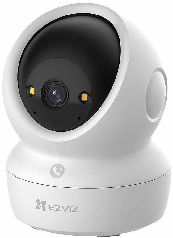 IP kamera EZVIZ H6c G1 3K zepředu s objektivem a dvěma LED diodami na bílém těle