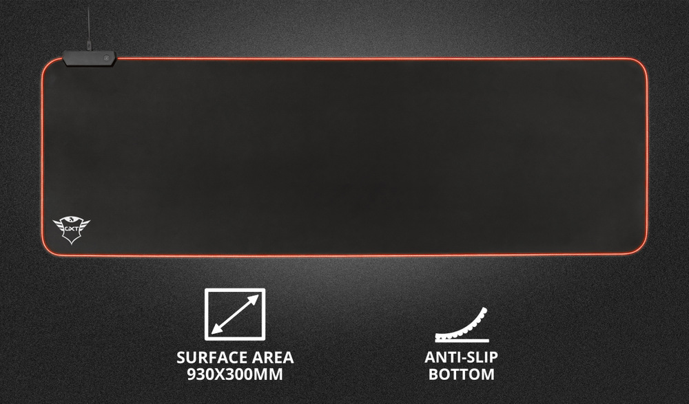 Podložka pod klávesnici a myš Trust GXT 764 Glide-Flex XXL RGB 93 x 30 cm černá