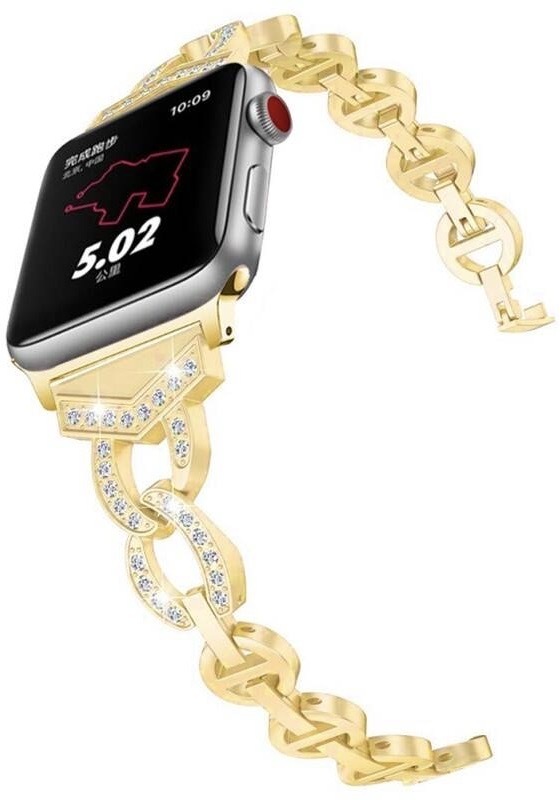 Řemínek WG crystal, kovový, na Apple Watch 42/44/45/49 mm zlatý