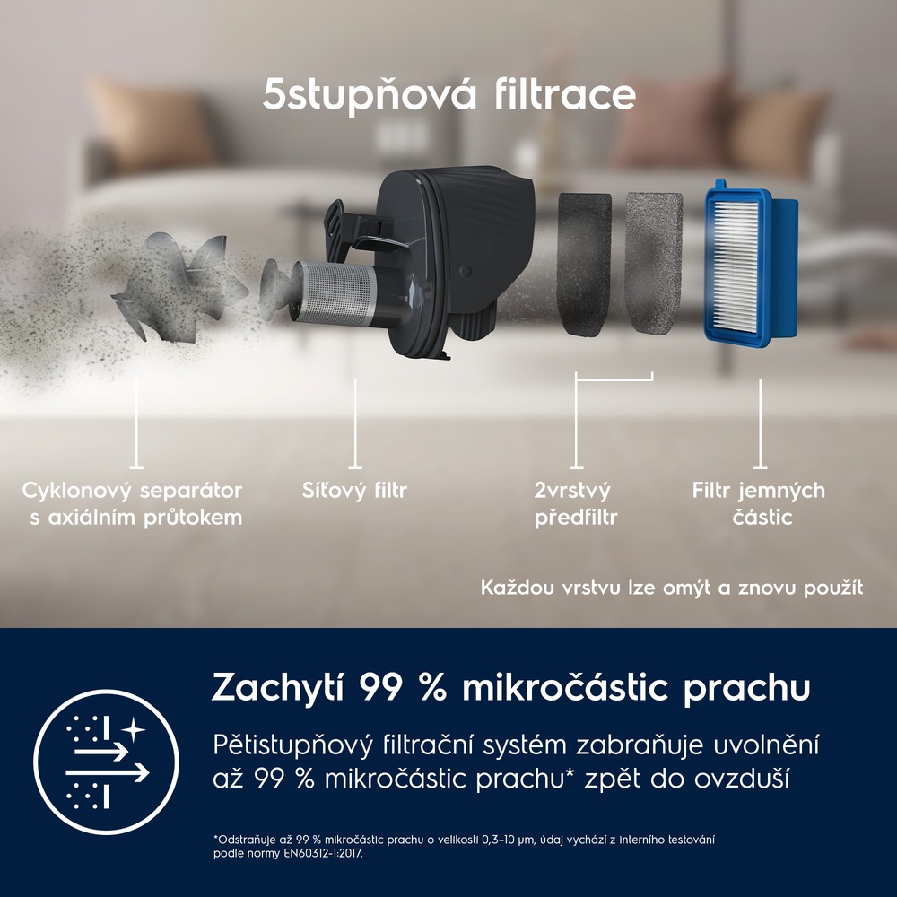 Tyčový vysavač Electrolux 500 Clean ES52C212XN Tyčový vysavač Electrolux 500 Clean ES52C212XN