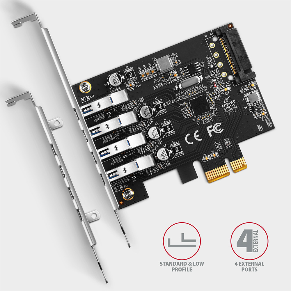 Řadič Axagon PCEU-43RS - 4x USB 3.2 Gen 1 port