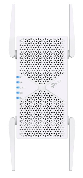 Čelní strana Wi-Fi extenderu TP-Link RE405BE s LED indikátory pásma 2,4 GHz a 5 GHz