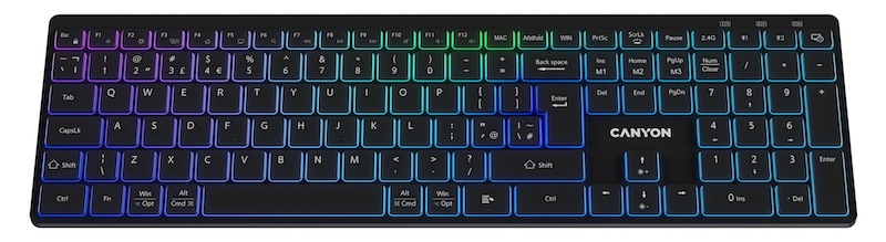 Klávesnice Canyon HKB-W11 RGB Dual Mode CZ černá Canyon HKB-W11 je vyrobena z odolného ABS plastu, který vydrží i náročné používání.