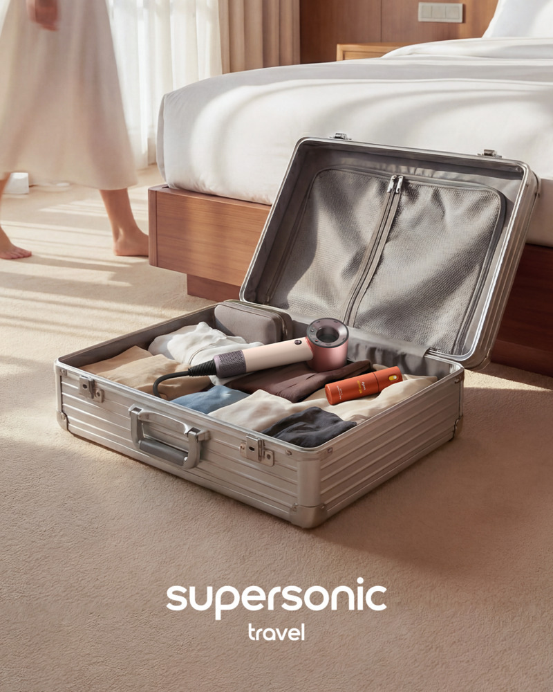 Fén Dyson Supersonic Travel HD19 je pro cestování jako stvořený.