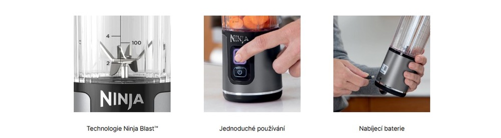Stolní mixér Ninja BC151EUWH Blast AKU šedý