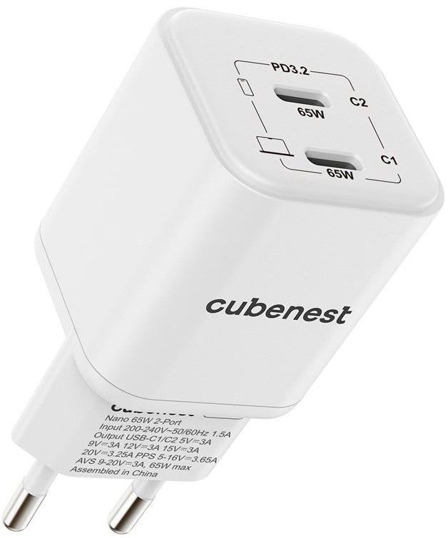 Nabíječka do sítě Cubenest PD Nano Adapter N2D65 s celkovým výkonem 65 W