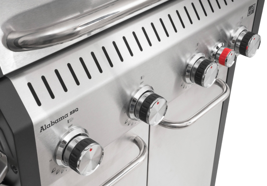 Ovládací panel grilu G21 Alabama Silver BBQ Premium Line s pěticí regulačních knoflíků