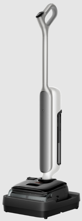 Podlahová myčka Xiaomi Mijia Wireless Wet Dry Vacuum 5 Pro umístěná v nabíjecí základně