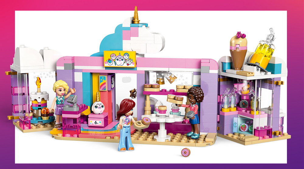 Stavebnice LEGO® Friends 42684 Snová kavárna s jednorožcem Kavárna rozšiřuje svět LEGO Friends o sladká dobrodružství, přátelství a hry s jednorožčím motivem.