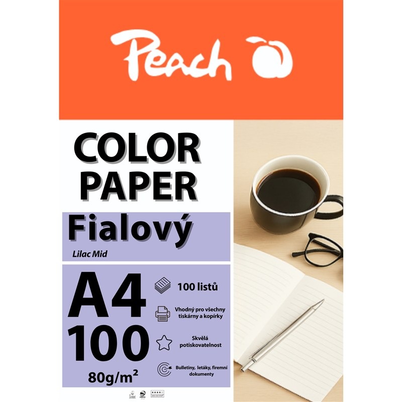 Papíry do tiskárny Peach Color A4 - 100 listů fialové