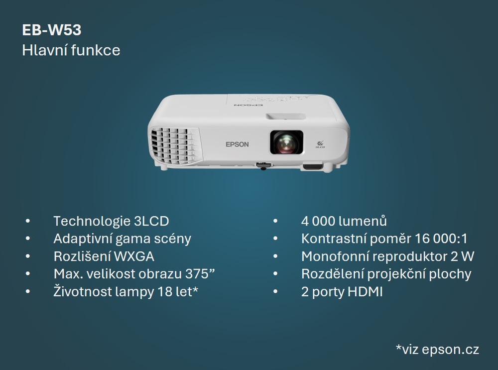 Hlavní výhody projektoru Epson EB-W53