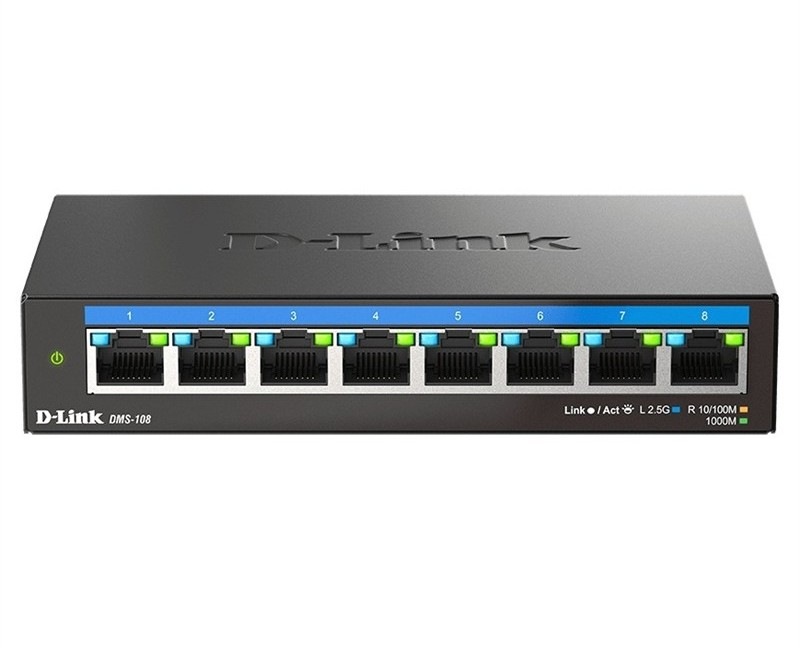 Switch D-Link DMS-108/E 8-port 2.5G Multi-Gigabit, černá barva