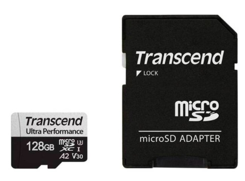 Paměťová karta Transcend 340S microSDXC 128GB UHS-I U3 V30 A2 (160R/125W) + adapter