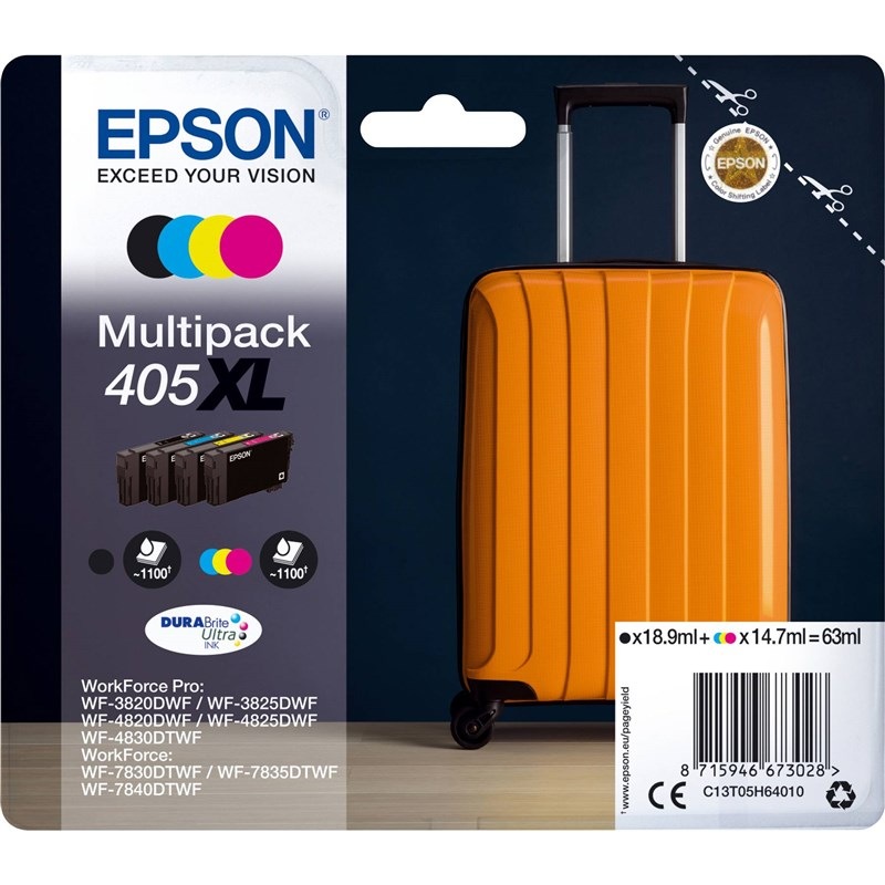 Inkoustová náplň Epson 405XL, 4x1100 stran vícebarevná