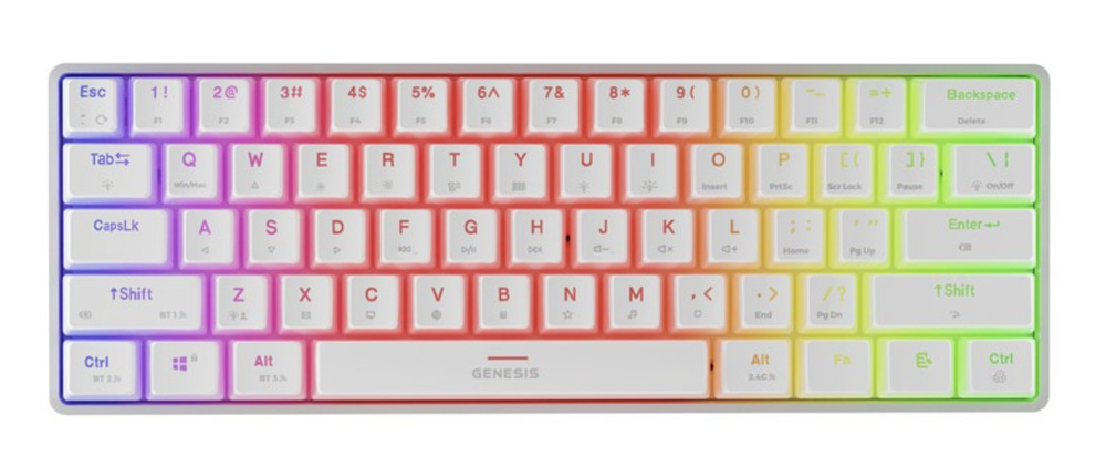Klávesnice Genesis THOR 660 G2, RGB, Bluetooth, Gateron Brown, US layout bílá