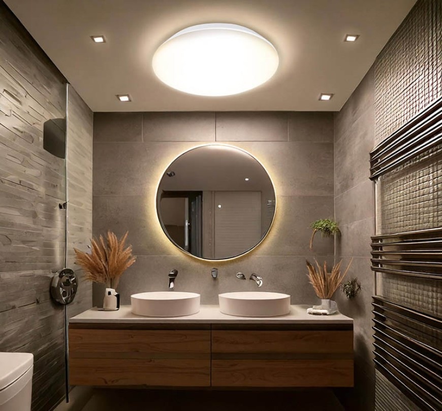 Stropní svítidlo Solight WO822 12 W, 3CCT, průměr 23 cm bílé LED stropní svítidlo Solight WO822 s ochranným krytím IP54 instalované v koupelně