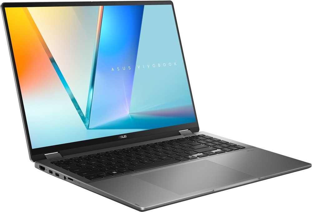 Notebook Asus Vivobook Flip 16 šedý Asus Vivobook 16 Flip v režimu notebooku s tenkými rámečky kolem displeje