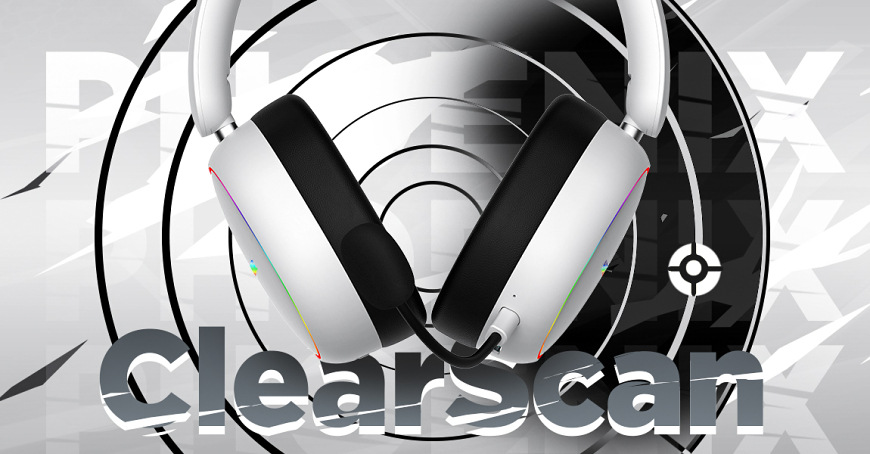 Bílý headset HATOR Phoenix 2 Wireless v grafice technologie ClearScan
