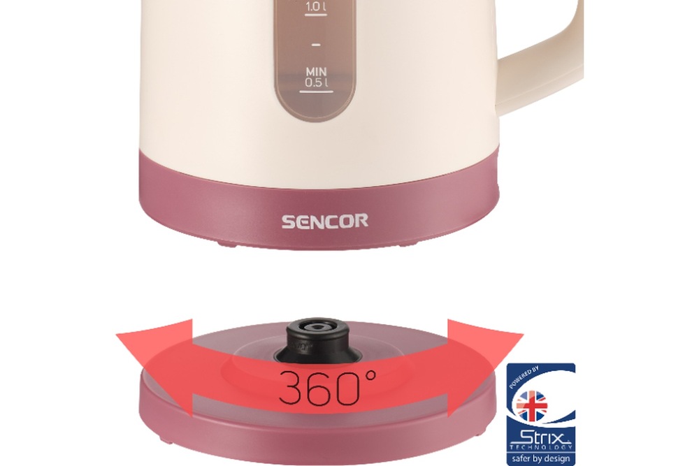Rychlovarná konvice Sencor SWK 1733RS 1,7 l růžová/béžová Centrální 360° konektor STRIX z