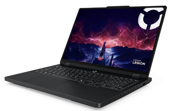 Lenovo Legion Pro 5 16IAX10H z pravého úhlu s otevřeným displejem a bočními porty
