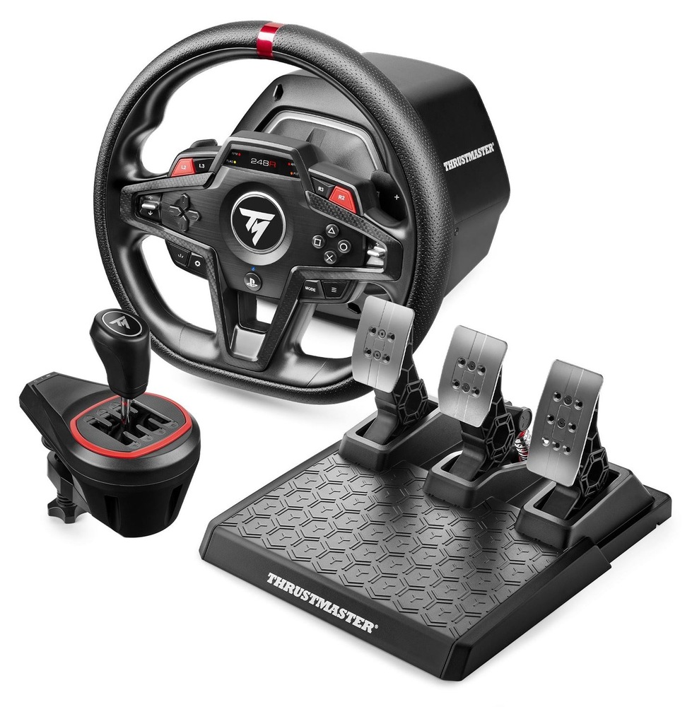 Volant Thrustmaster T248R Shifter Pack, PC , PS5/4 černý Herní volant se základnou, třípedálový modul a manuální řadicí páka