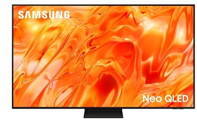 Televize Samsung QE75QN72H s oranžovou texturou na obrazovce