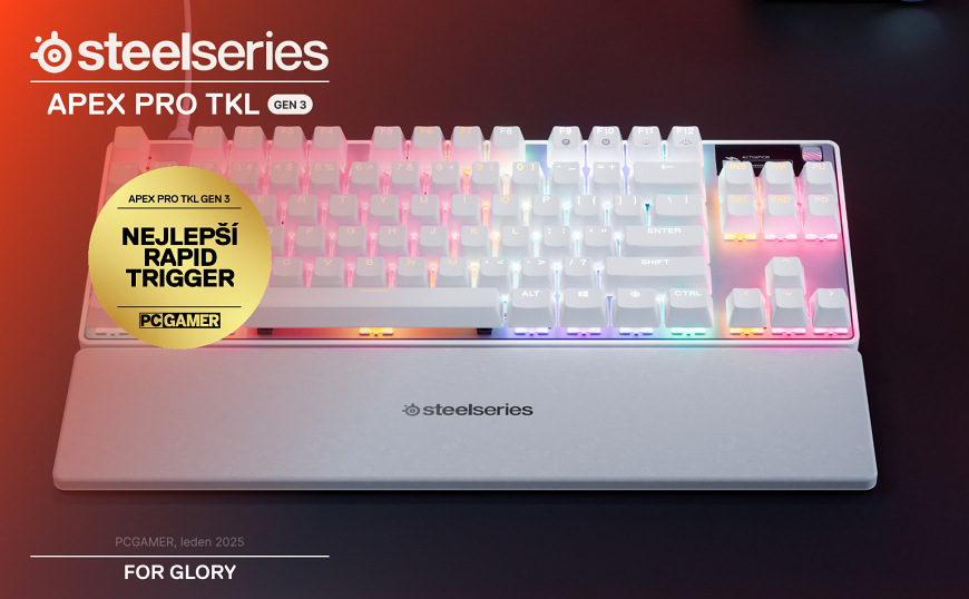 Herní klávesnice SteelSeries Apex Pro TKL Gen 3 s oceněním za technologii Rapid Trigger od PC Gamer