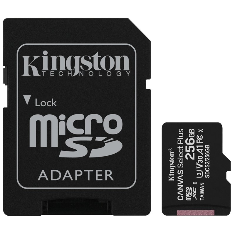 Paměťová karta Kingston Canvas Select Plus MicroSDXC 256GB UHS-I U1 (100R/85W) + adapter