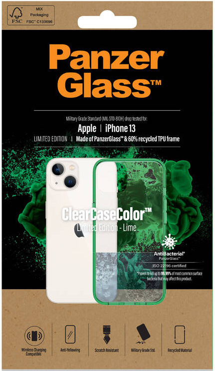 Kryt na mobil PanzerGlass ClearCaseColor na Apple iPhone 13 zelený/průhledný