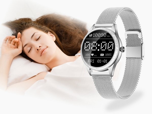 Chytré hodinky ARMODD Candywatch Crystal 2 stříbrná s bílým koženým řemínkem