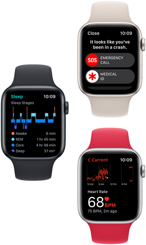 Chytré hodinky Apple Watch SE 2024 GPS 44mm pouzdro ze stříbrného hliníku - denimový sportovní řemínek - M/L