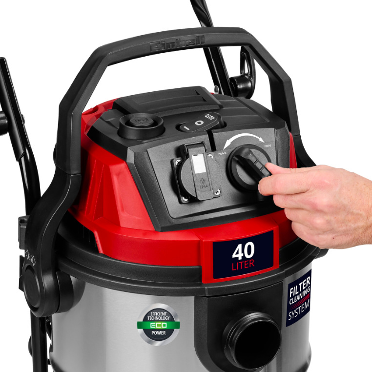 Ovládání sacího výkonu a automatická zásuvka vysavače Einhell TE-VC 4090 SACL
