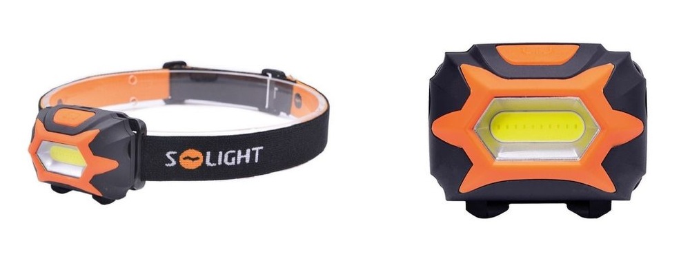 Čelovka Solight 3W COB, 3x AAA černá/oranžová