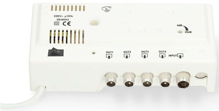 Zesilovač Nedis 20 dB, 5x IEC pro bezproblémové připojení až čtyř přijímačů