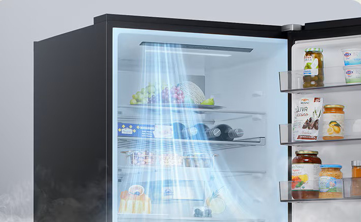 Chladnička s mrazničkou LG GBBS312BEV černá DoorCooling+ zajišťuje rychlé a rovnoměrné chlazení i v prostoru dveří, takže potraviny zůstávají déle svěží.