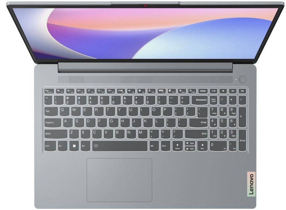 Notebook Lenovo IdeaPad Slim 3 15IAN8 + Microsoft 365 pro jednotlivce šedý Notebook Lenovo IdeaPad Slim 3 15IAN8 pohled shora na klávesnici s numerickou částí