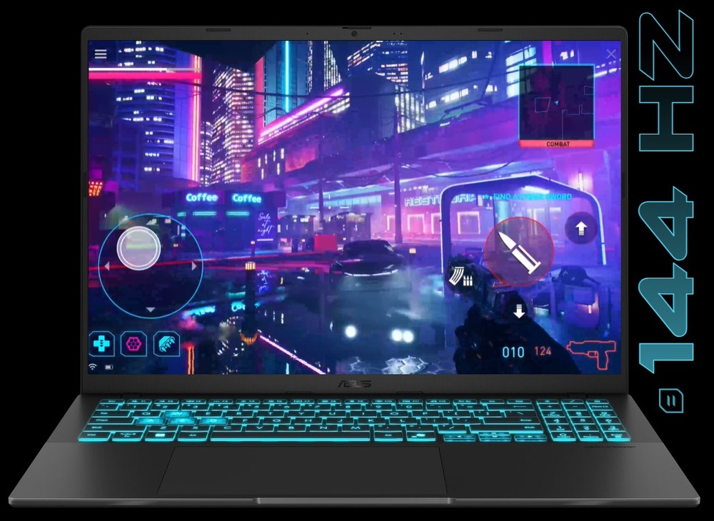 Notebook Asus V16 černý Obrazovka notebooku Asus V16 s obnovovací frekvencí 144 Hz