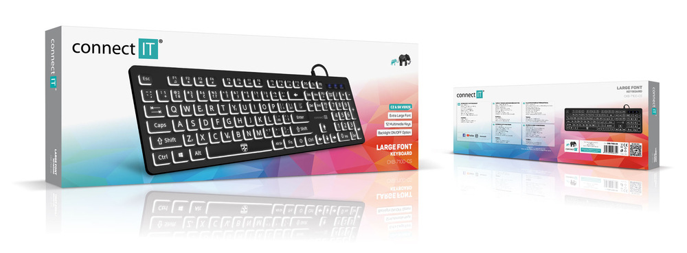 Klávesnice Connect IT FOR HEALTH LargeFont, CZ/SK layout černá