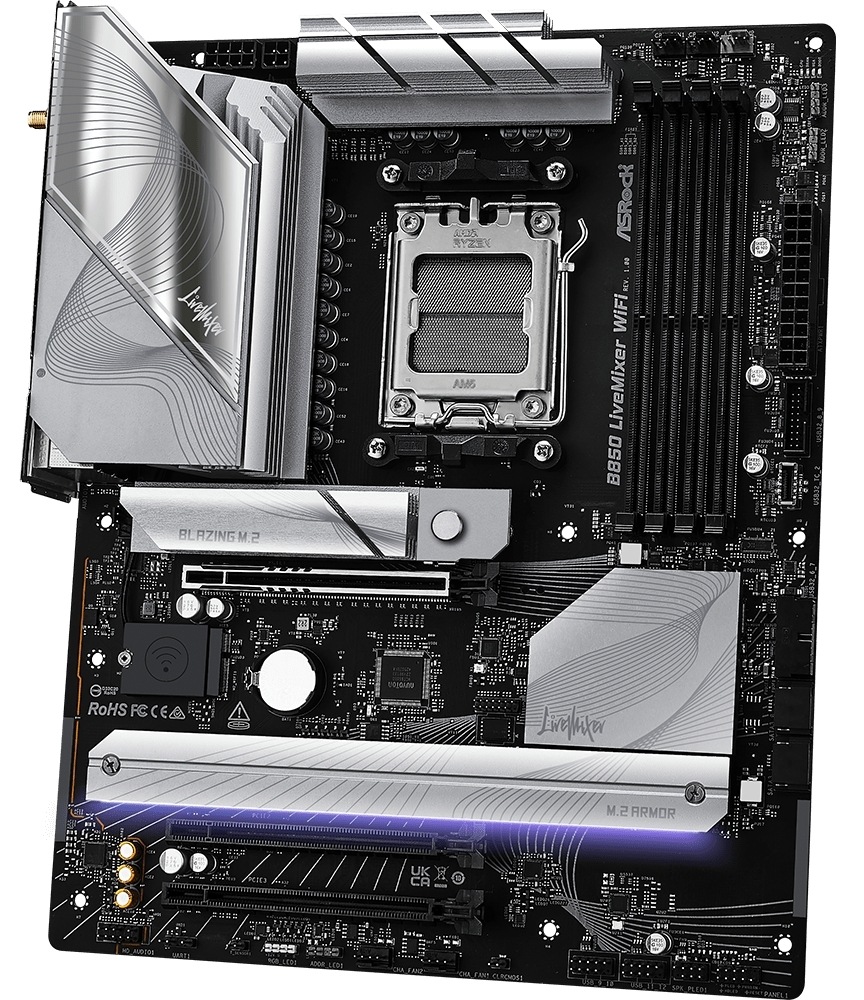 Základní deska ASRock B850 LiveMixer WiFi AMD AM5, ATX, černá barva