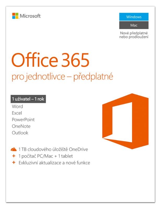 Software Microsoft Office 365 pro jednotlivce CZ ESD licence